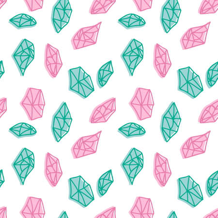 Hand drawn crystal seamless pattern. Perfect for T-shirt, textile and prints. Doodle illustration for decor and design.の写真素材