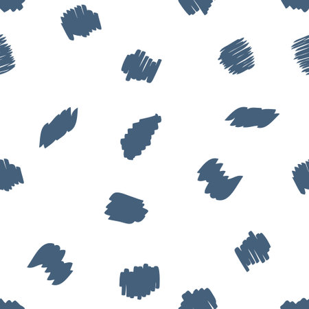 Monochrome seamless pattern with abstract spots and strokes. Perfect for T-shirt, textile and prints. Hand drawn vector illustration for decor and design.のイラスト素材