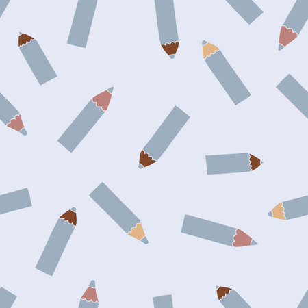 Hand drawn graphite pencils seamless pattern. Perfect for T-shirt, fabric, textile and print. Doodle vector illustration for decor and design.のイラスト素材
