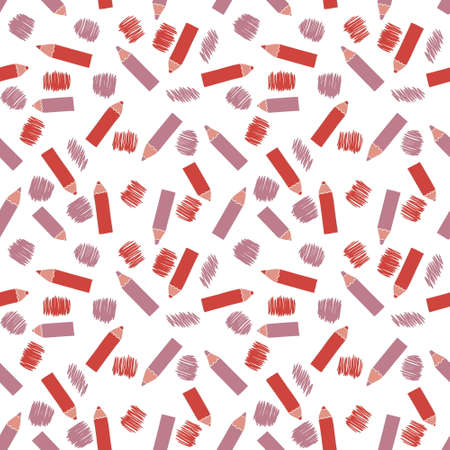 Doodle seamless pattern with pencils and scrawls. Perfect for T-shirt, fabric, textile and print. Design for decoration notebook, planner, notepad, copybook and journal.の写真素材