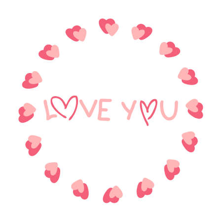 Beautiful greeting card with heart frame for decoration design. Invitation card, banner. Doodle vector illustration.のイラスト素材