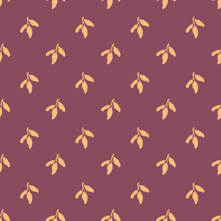 Boho aesthetic seamless pattern with small plant leaves. Simple summer print for tee, fabric, stationery. Hand drawn illustration for decor and design.の写真素材