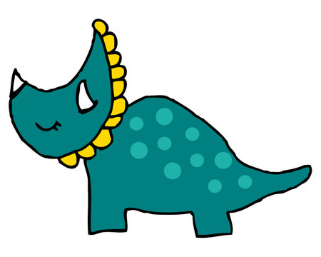 Hand drawn childish triceratops dinosaur. Perfect for tee, sticker, poster. Isolated vector illustration for decor and design.のイラスト素材