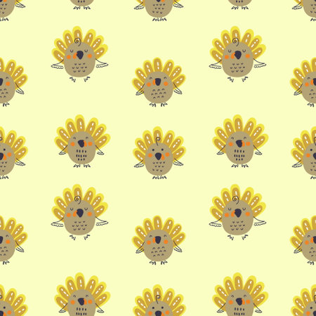 Thanksgiving hand drawn seamless pattern with turkeys. Perfect for T-shirt, postcard, textile and...