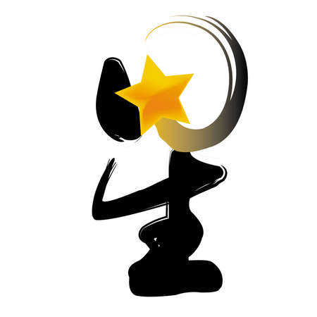 star in Chinese wording, font, vector, illustrationのイラスト素材