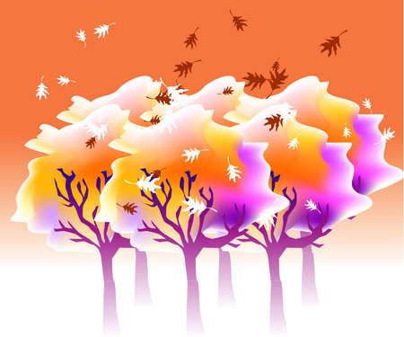 vector illustration for a scenery in autumn seasonのイラスト素材