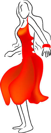 a vector illustration for a sexy model in red skirt, fashion designのイラスト素材