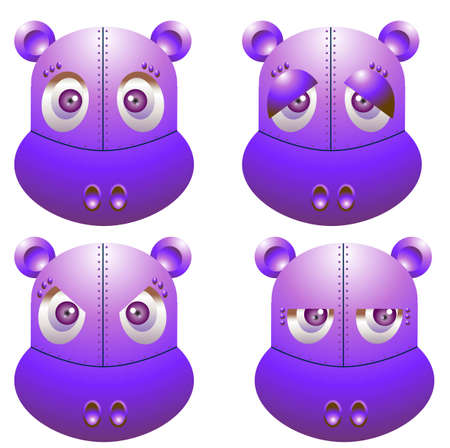vector illustration for a robot hippo with emotion and expressionのイラスト素材