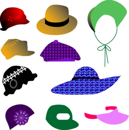 vector illustration for a variety of hat in style.のイラスト素材