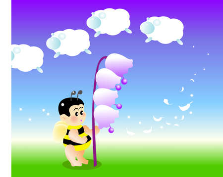 vector illustration for a  bee as a shepherdのイラスト素材