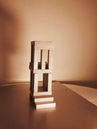 a home made by wooden block, art of architectureの写真素材