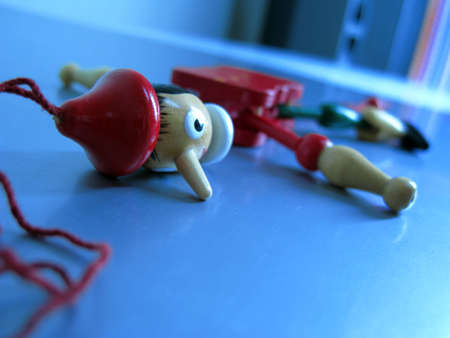 a puppet toy was broken, his head apart from the bodyの写真素材