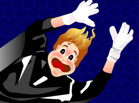 vector illustration for a goalkeeper going to catch the ball, and a soccer ball reflect in his eyes.のイラスト素材