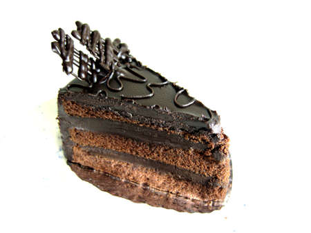 a slide of chocolate cake の写真素材
