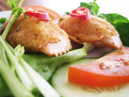 a dessert of stuff crab with seafoodの写真素材