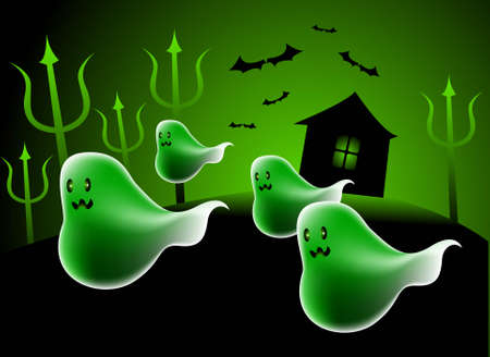 a few ghost flying out at the night.のイラスト素材