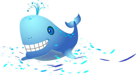a happy whale is splashing water. のイラスト素材