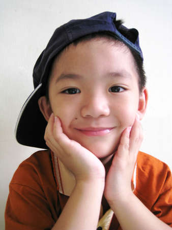A close up for a asian boy with face expression