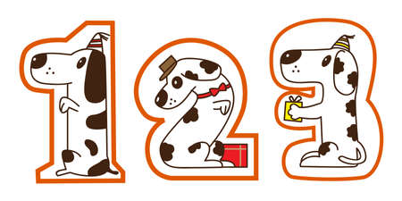 a series of doggy for a concept picture for number 1, 2, 3 の写真素材