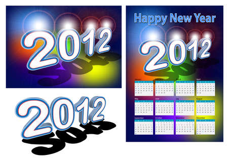 A set of 2012 design element, 2012 shape with lighting effect, 2012 calendar.