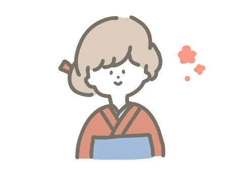 This is an illustration of a pretty girl wearing a kimono.のイラスト素材