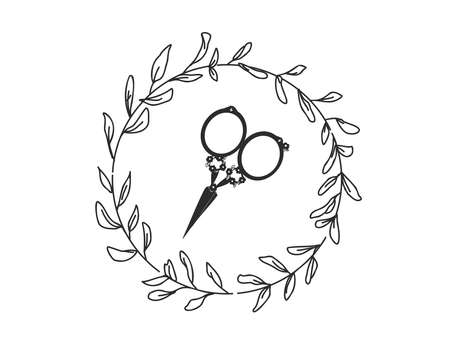 It is an antique illustration of Itokiri scissors.のイラスト素材