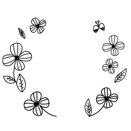 It is an illustration of a simple line art of a flower.のイラスト素材
