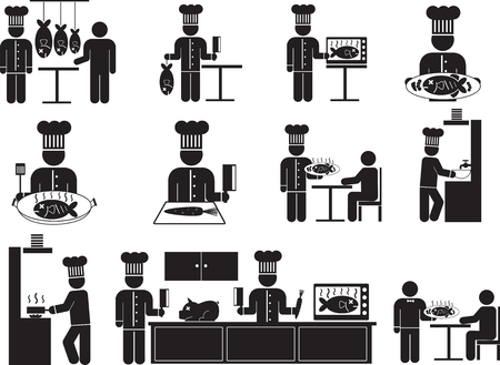 People Restaurant and Chef Customer Icon Symbolのイラスト素材