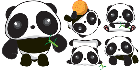 cute baby panda isolated on whiteのイラスト素材