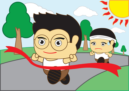 The race winner was happy to finishのイラスト素材