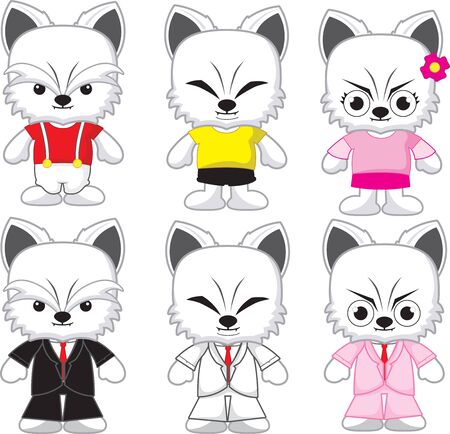 Cute fox collection on white background.のイラスト素材