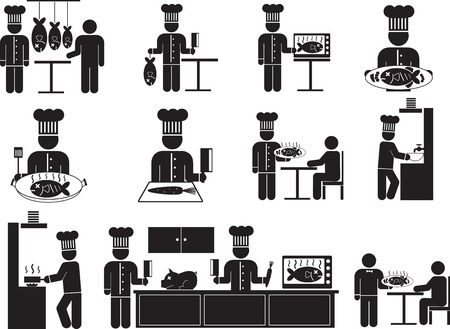 People Restaurant and Chef Customer Icon Symbolのイラスト素材