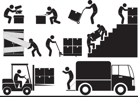 Moving and transportation icon setのイラスト素材