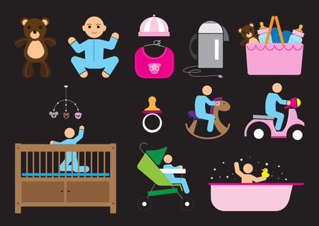 baby flat icon setのイラスト素材