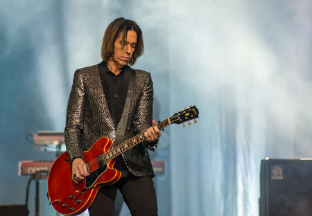 Per Gessle (Roxette) plays guitar - concert in Khabarovsk, Russia, October 30, 2014のeditorial素材