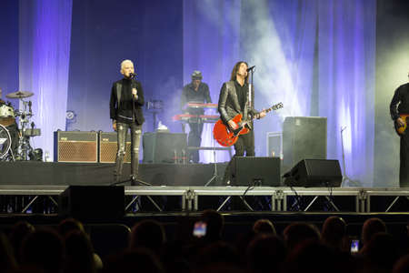 Marie Fredriksson and Per Gessle sing and play - concert Roxette in Khabarovsk, Russia, October 30, 2014のeditorial素材