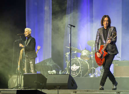 Marie Fredriksson and Per Gessle sing and play - concert Roxette in Khabarovsk, Russia, October 30, 2014のeditorial素材