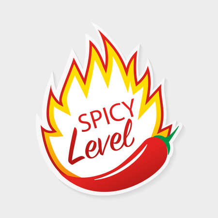 Spicy level sticker on white background.のイラスト素材