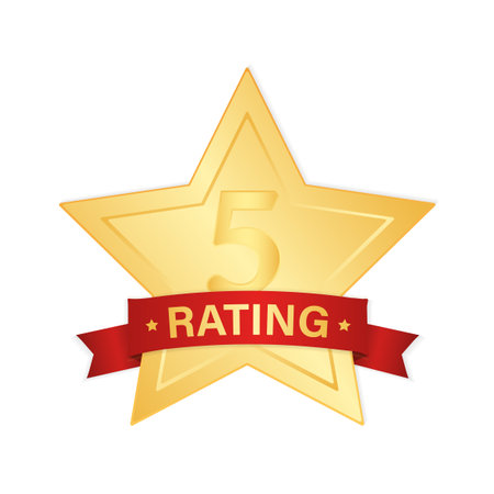 Gold star icon on white background. Bright star.のイラスト素材