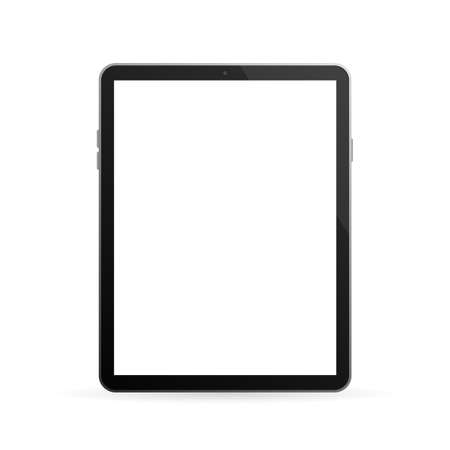 Modern button with black empty tablet on white background for mobile app design. Isolated black backgroundのイラスト素材