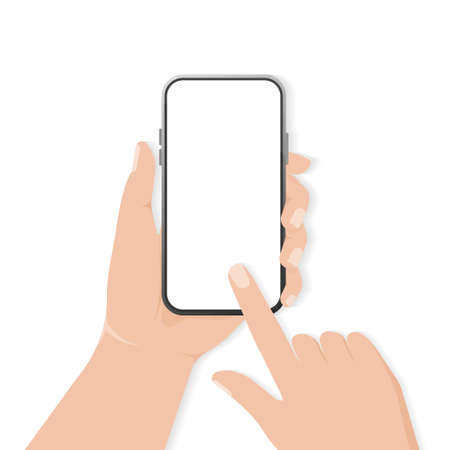 Flat icon with smartphone with hand for mobile app design.のイラスト素材
