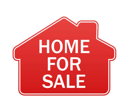 Home for sale red sign. Discount offer price sign. Sale tag. Business iconのイラスト素材