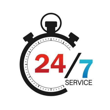 24/7 icon on white background. Arrow icon. Customer service.のイラスト素材