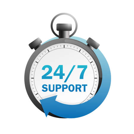 24/7 icon on white background. Arrow icon. Customer service.のイラスト素材