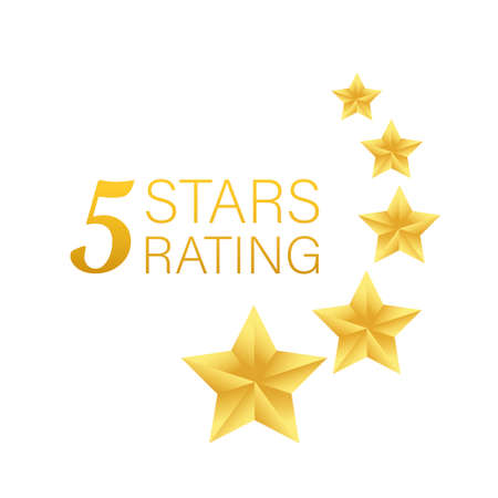 Five golden rating star on white background.のイラスト素材