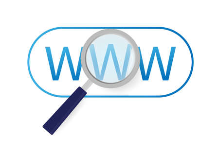 Modern flat icon with loupe web on white background. Icon on white backdrop.のイラスト素材