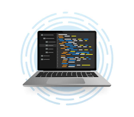 Programming coding, great design for any purposes. Screen computer monitor. Information technology.のイラスト素材