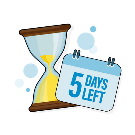 5 days left. Sandglasses with calendar icon on a white background.