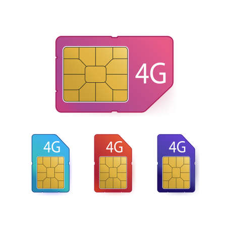 4G Sim Card. Mobile telecommunications technology symbol.のイラスト素材