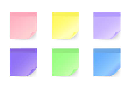 Colorful note stickers set in flat style on a white background.のイラスト素材